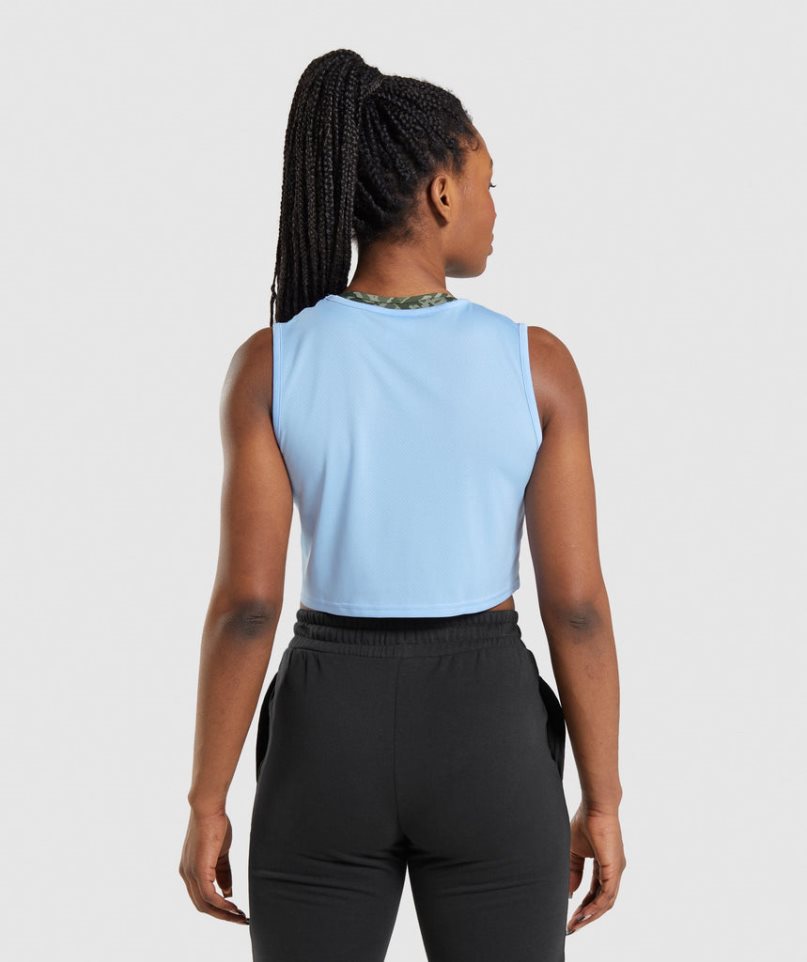 Women's Gymshark Training Crop Tanks Blue | CA 763105